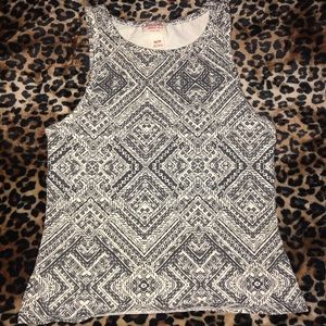 Black and White Patterned High Neck Tank